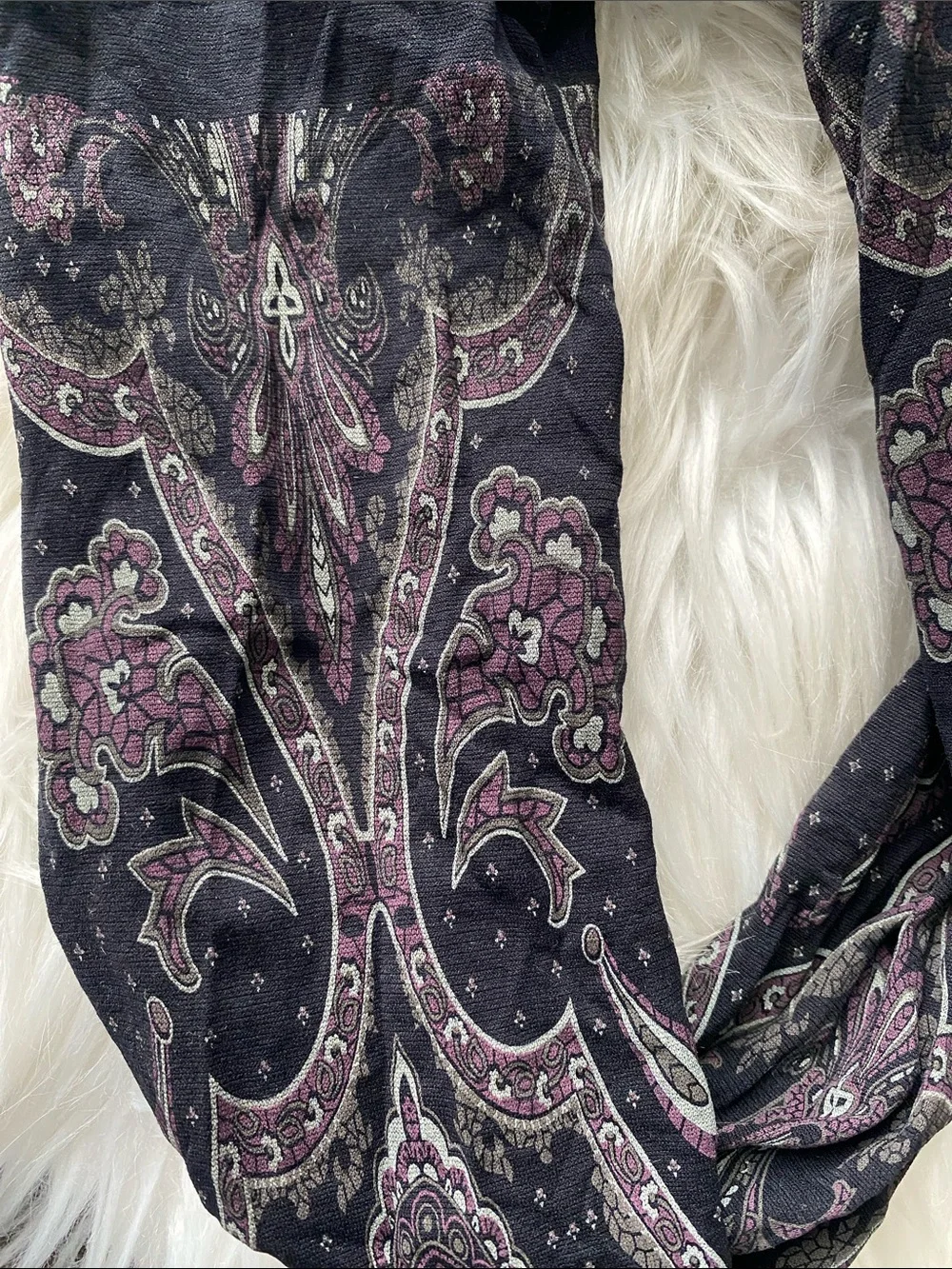 Paisley print navy stocking tights